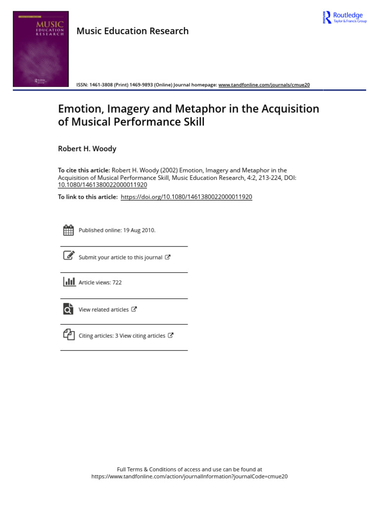 Emotion Imagery and Metaphor in The Acquisition of Musical Performance ...