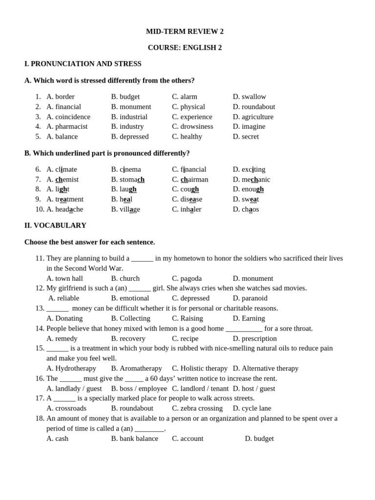 E2 Mid-Term Review 2 | PDF | Medical Specialties | Clinical Medicine