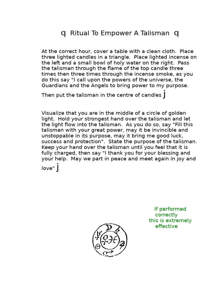 Talisman Empowerment Ritual Guide | PDF