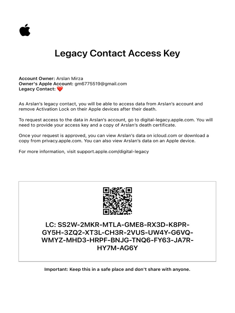Legacy Contact Access Key | PDF | Technology & Engineering