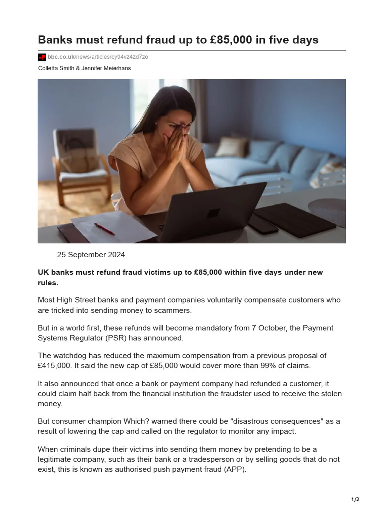 UK Banks Mandate £85K Fraud Refunds | PDF | Fraud