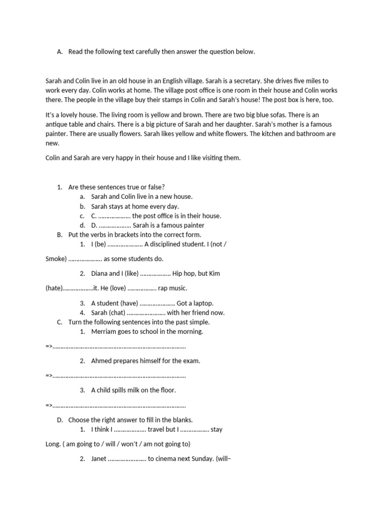 Diagnostic Test For 1st Bac | PDF | Linguistics | Linguistic Morphology