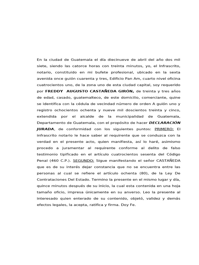 Acta de Declaración Jurada Del Estado | PDF