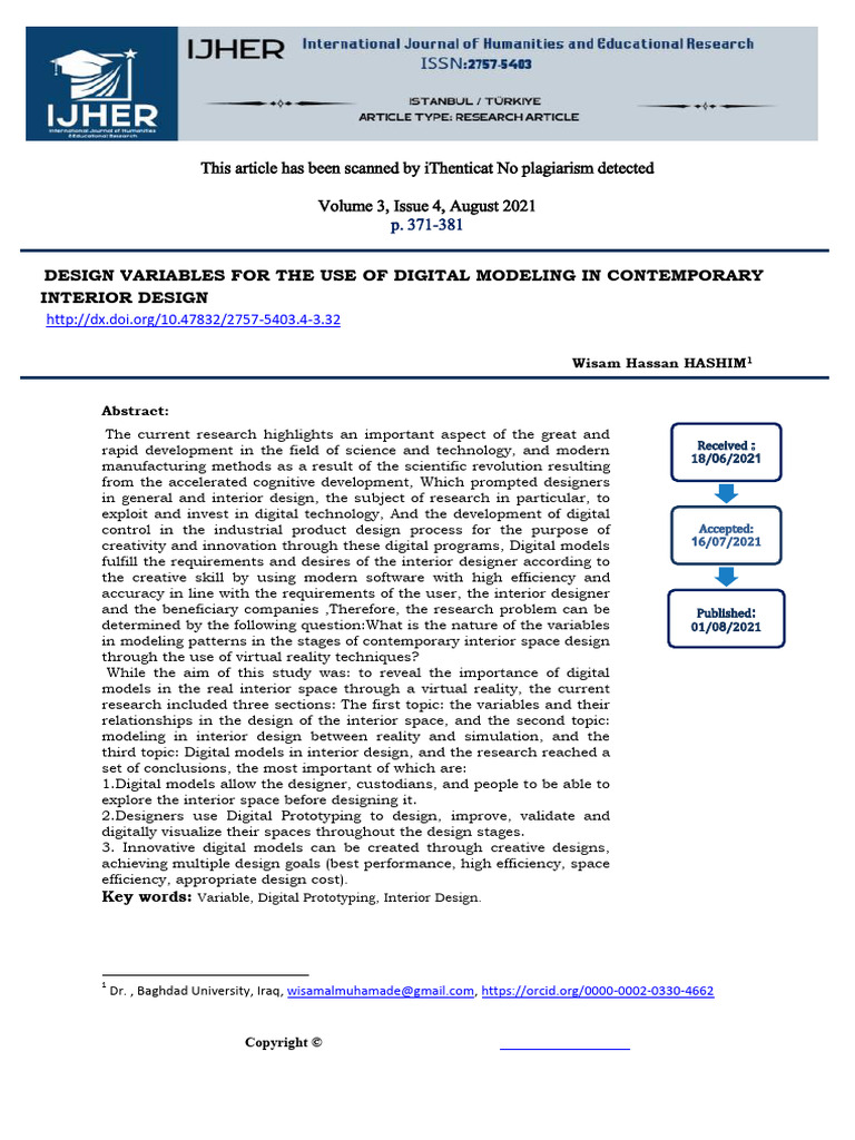 Design Variables For The Use of Digital Modeling in Contemporary ...