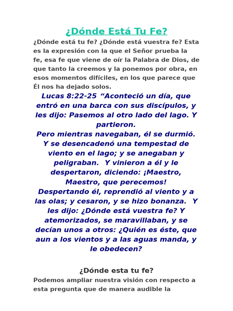 La Importancia de Tu Fe en Dios | PDF | Cristo (título) | Fe