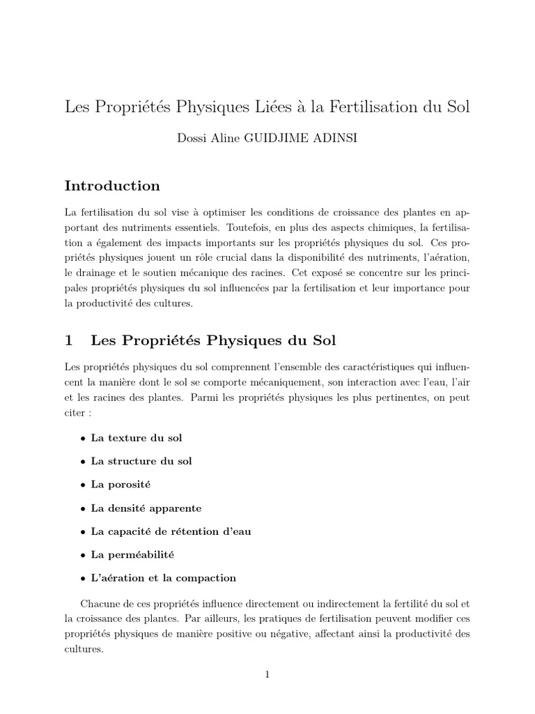 Impact de la Fertilisation sur le Sol | PDF | Sol (pédologie) | Porosité