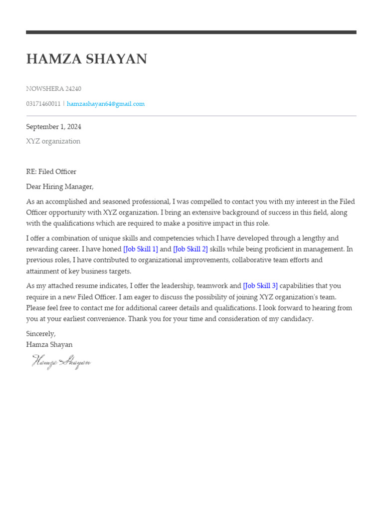 Filed Officer Application Letter | PDF