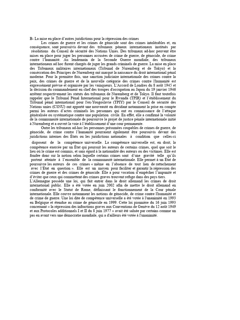 Juridictions pour crimes internationaux | PDF | Crimes | Crime et violence