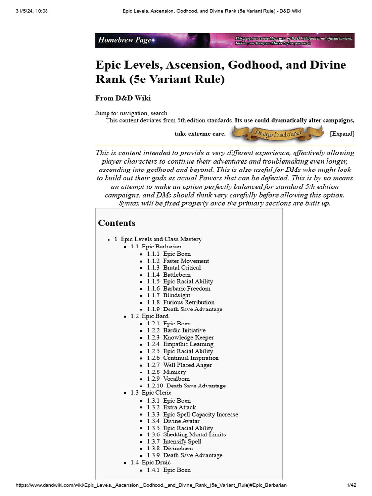 Epic levels ascension godhood and divine rank 5e variant rule d