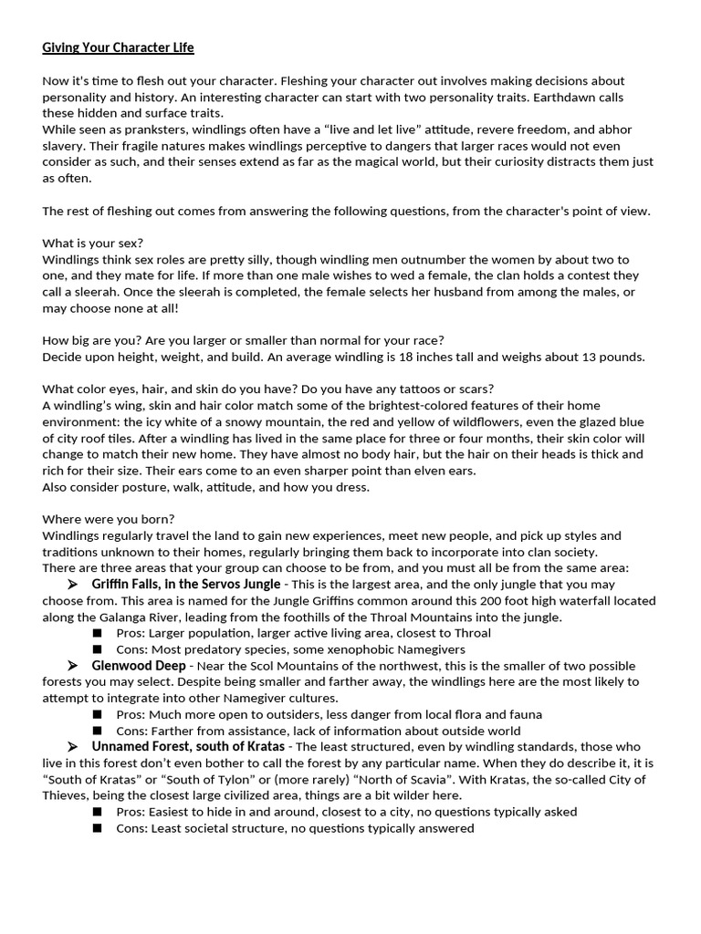 Character Development for Windlings | PDF | Social Science