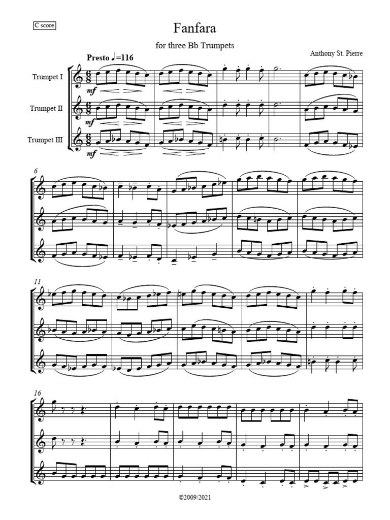 Fanfara for Three Bb Trumpets | PDF | Tempo | Musical Forms