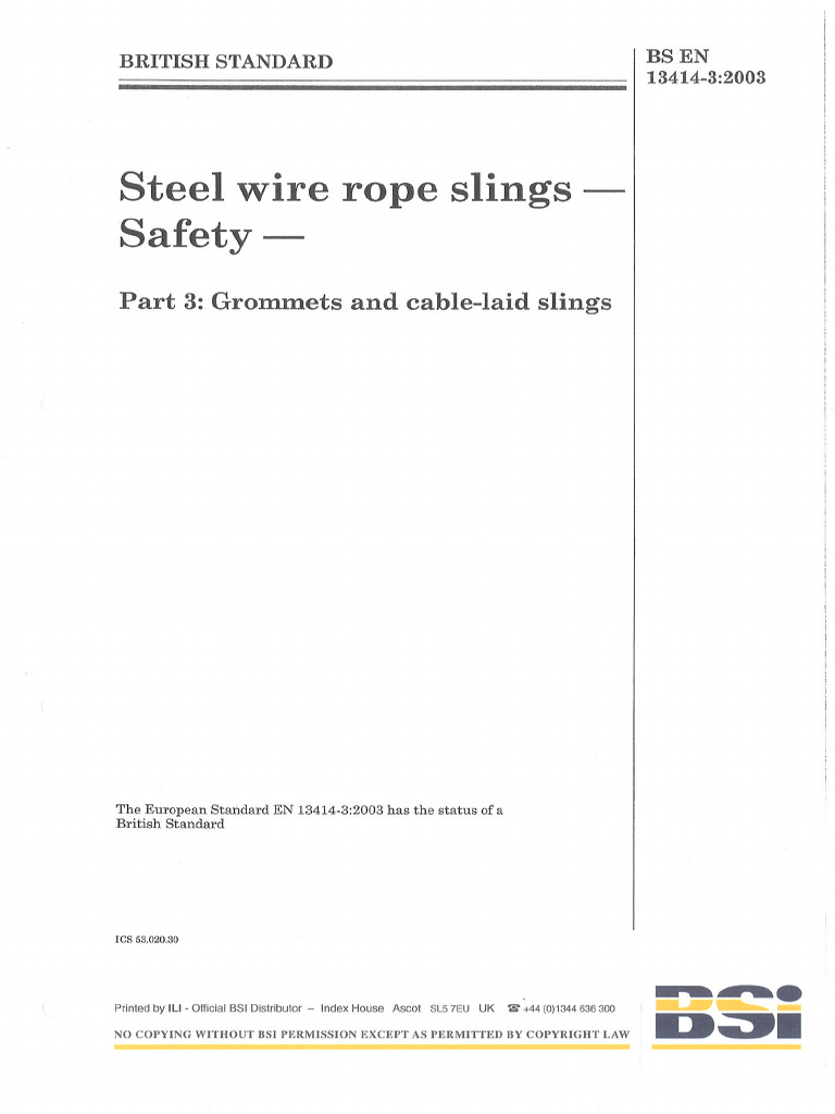Steel Wire Rope Slings - Safety - Part 3 | PDF
