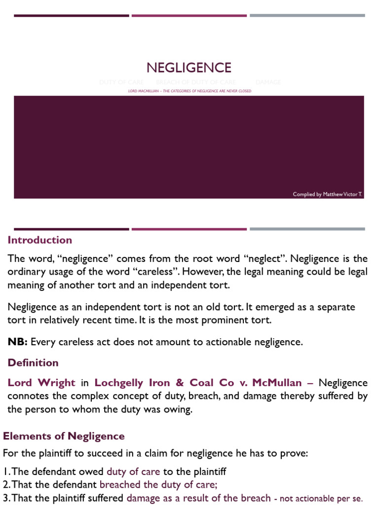 Understanding Negligence: Key Elements | PDF