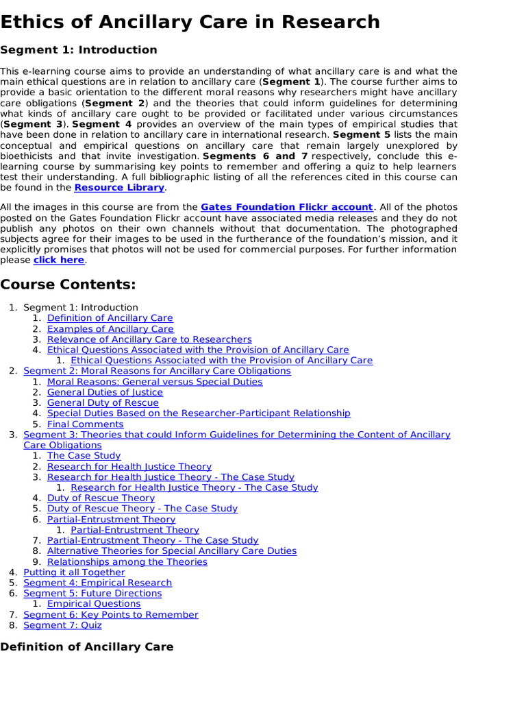 Ethics of Ancillary Care in Research | PDF | Justice | Crime & Violence