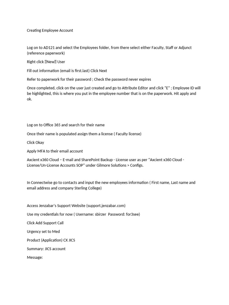 Employee Account Setup Guide | PDF