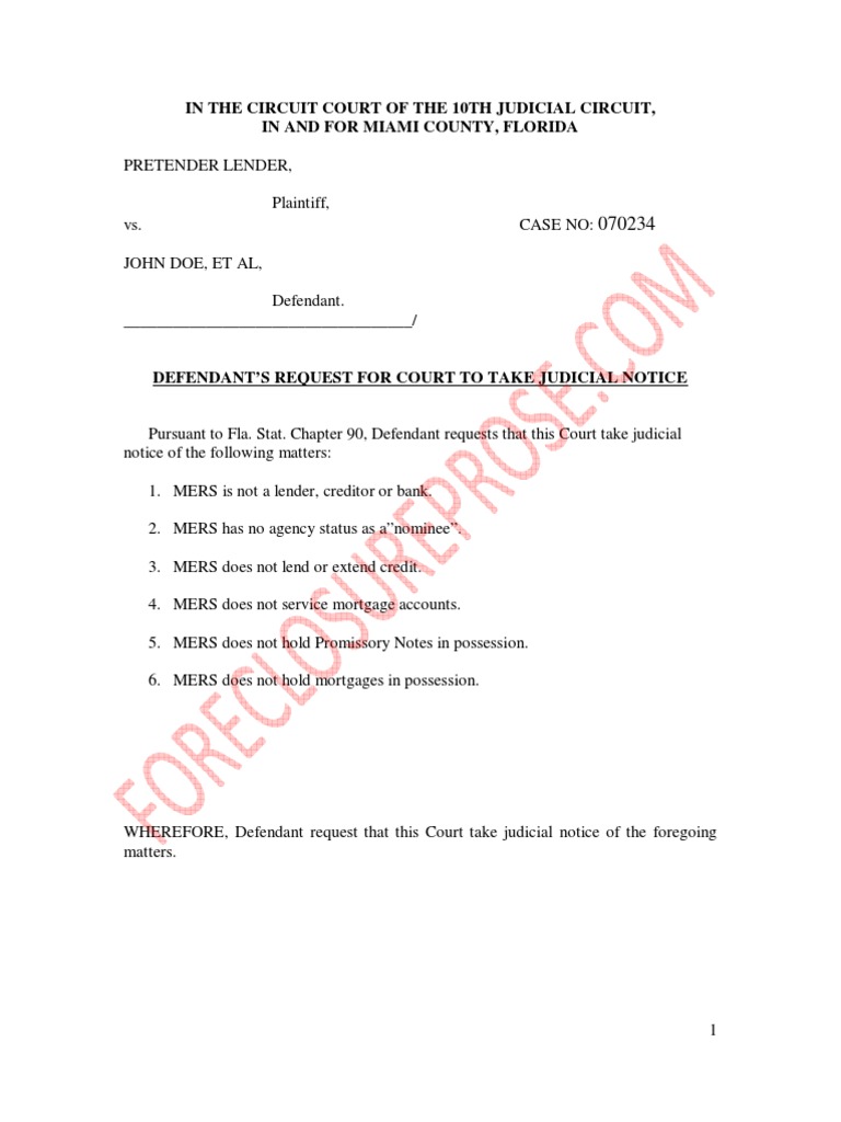 Request for Judicial Notice