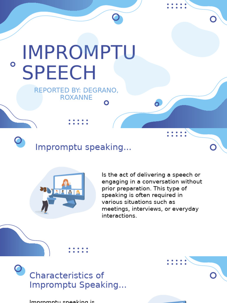 Impromptu Speaking Skills and Benefits | PDF | Career & Growth ...