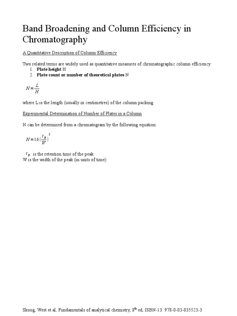 Band Broadening and Column Efficiency | PDF | Chromatography | Laboratories