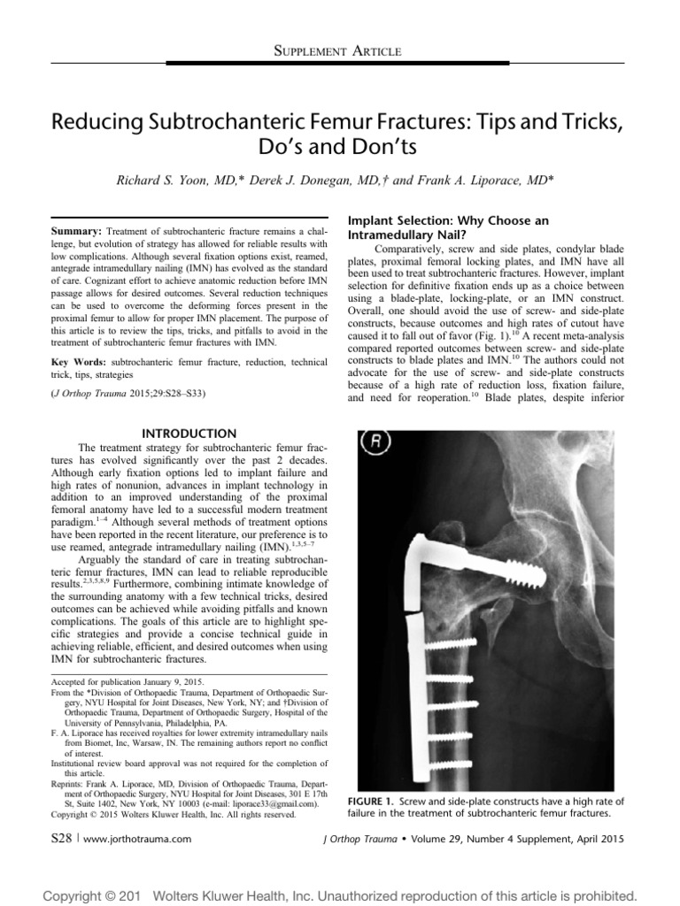 Reducing Subtrochanteric Femur Fractures Tips and Tricks, Do's and Don ...