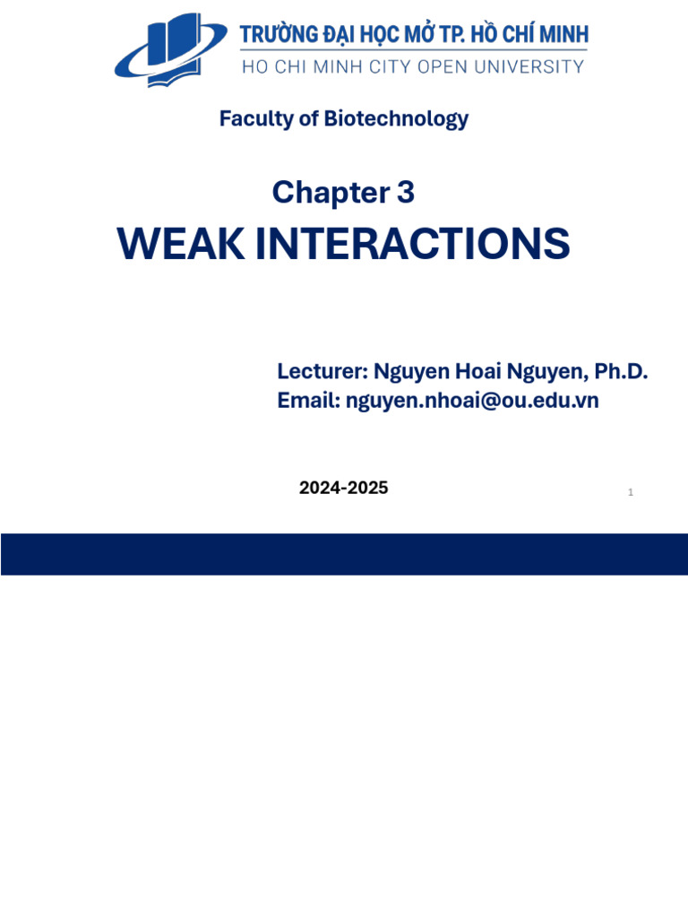 Chapter 3 Mol Bio BIOT5201 | PDF | Chemical Bond | Ionic Bonding