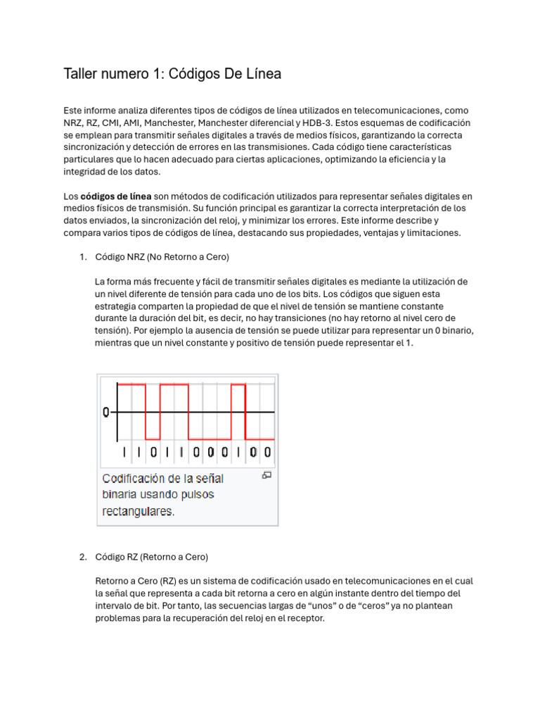 Codigos de Linea | PDF | Transmisión de datos | Datos de computadora