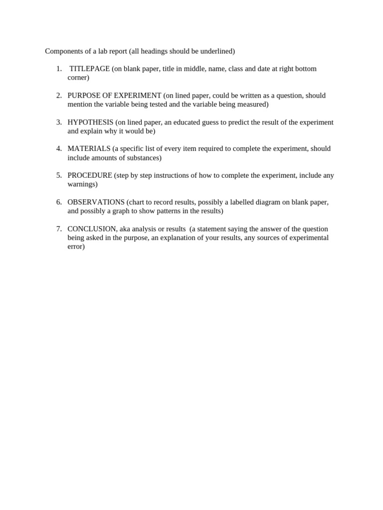 Components of A Lab Report | PDF