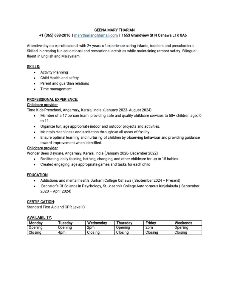 Childcare Provider Pdf