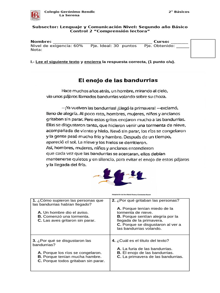 Control de lenguaje 2 pdf artes del lenguaje y comunicaci n arte
