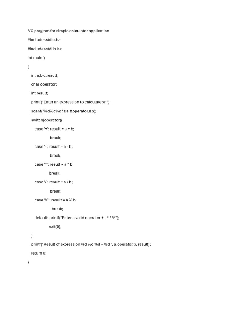 Simple calculator application pdf