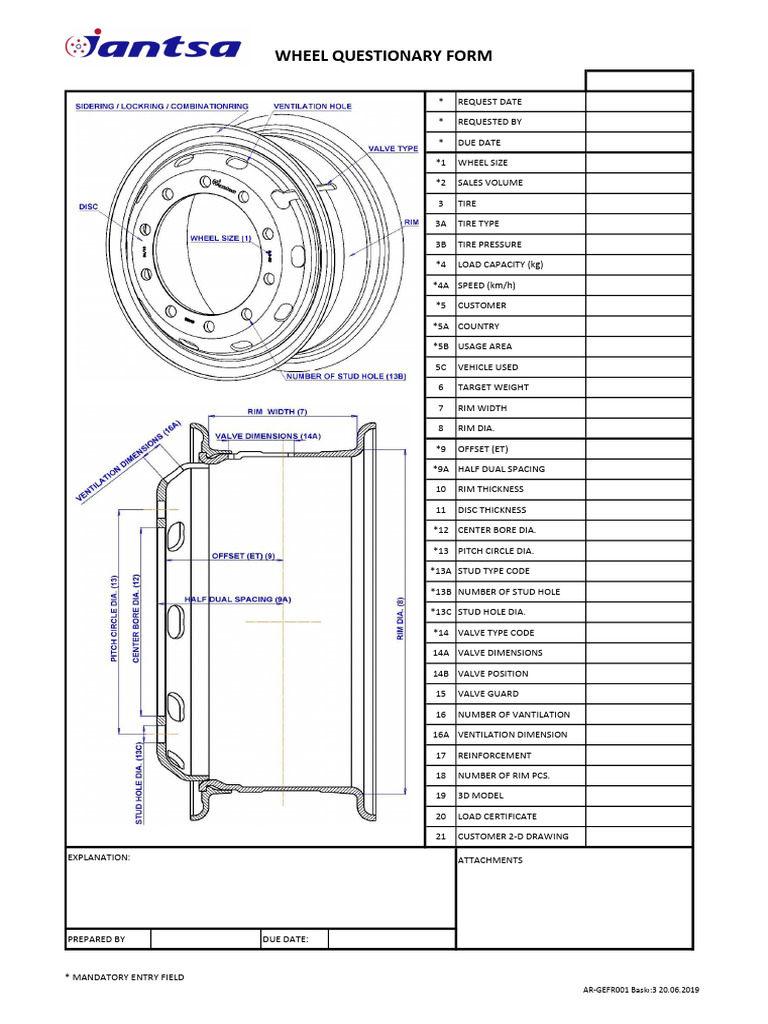 Wheel Questionnaire Form Template | PDF | Tire | Wheel