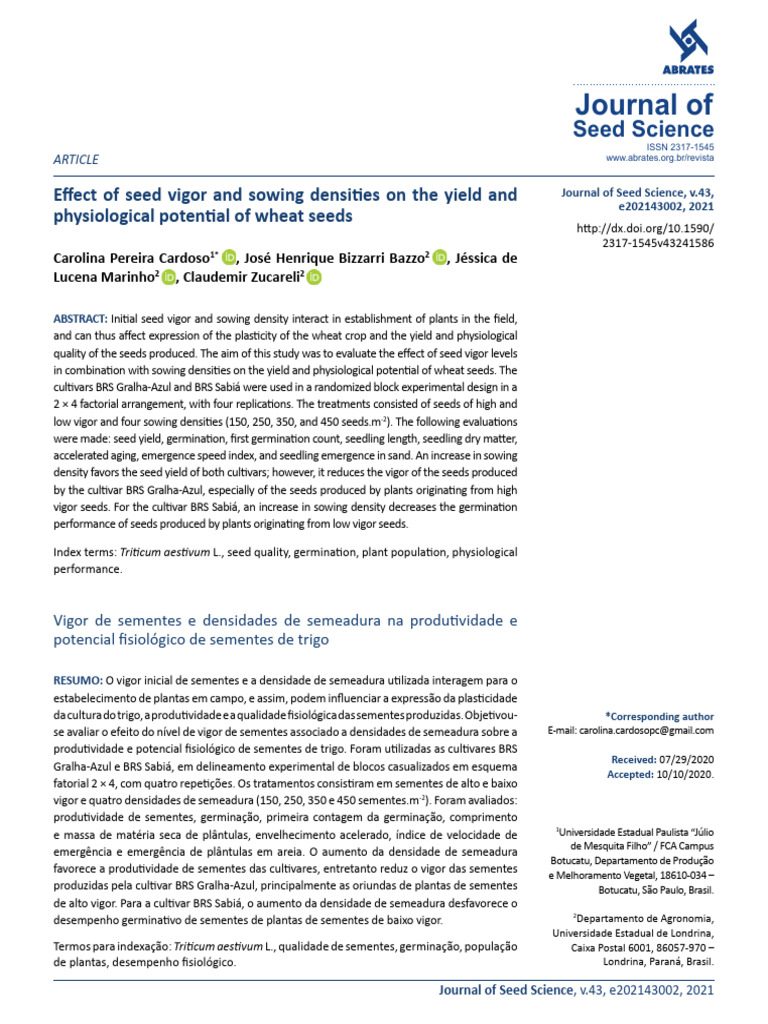 Journal Of: Seed Science | PDF | Seed | Sowing