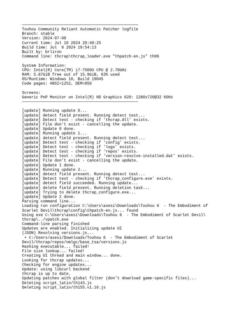 Thcrap Log.2 | PDF | Command Line Interface | Computer Science