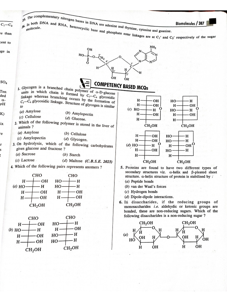 Biomolecules MCQs | PDF