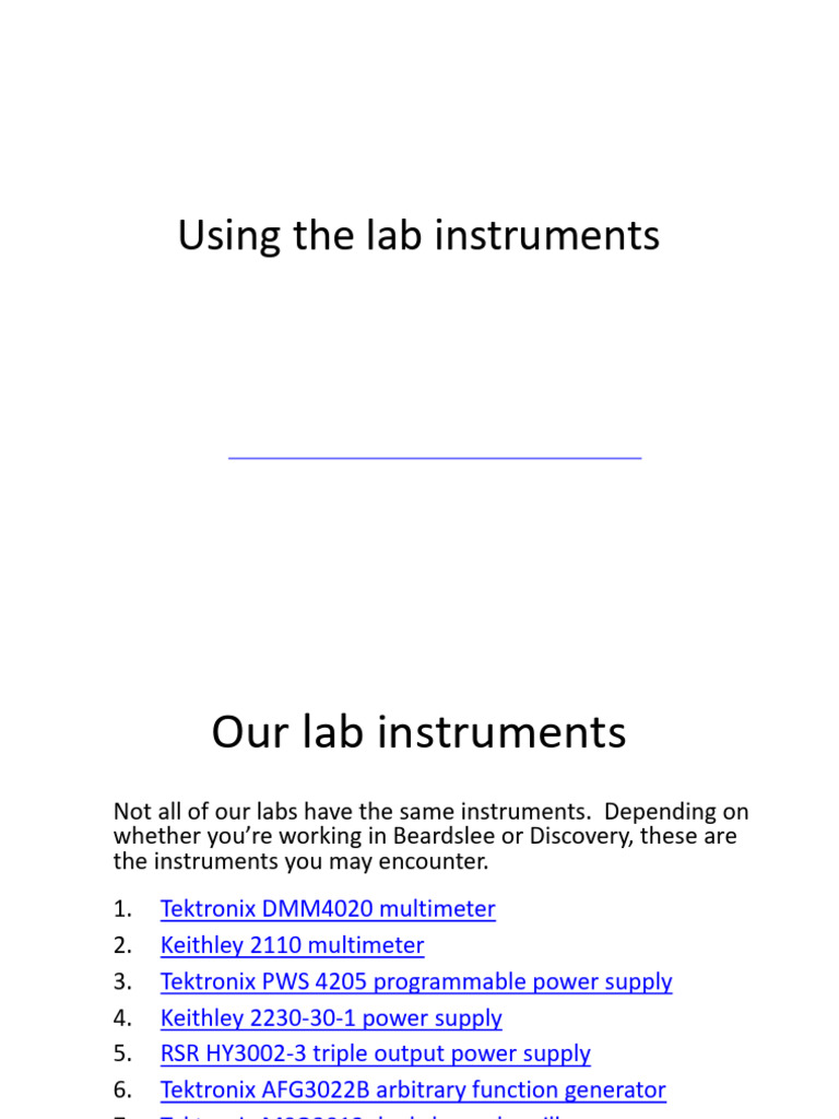 Lab Instruments Overview and Usage Guide | PDF | Power Supply ...
