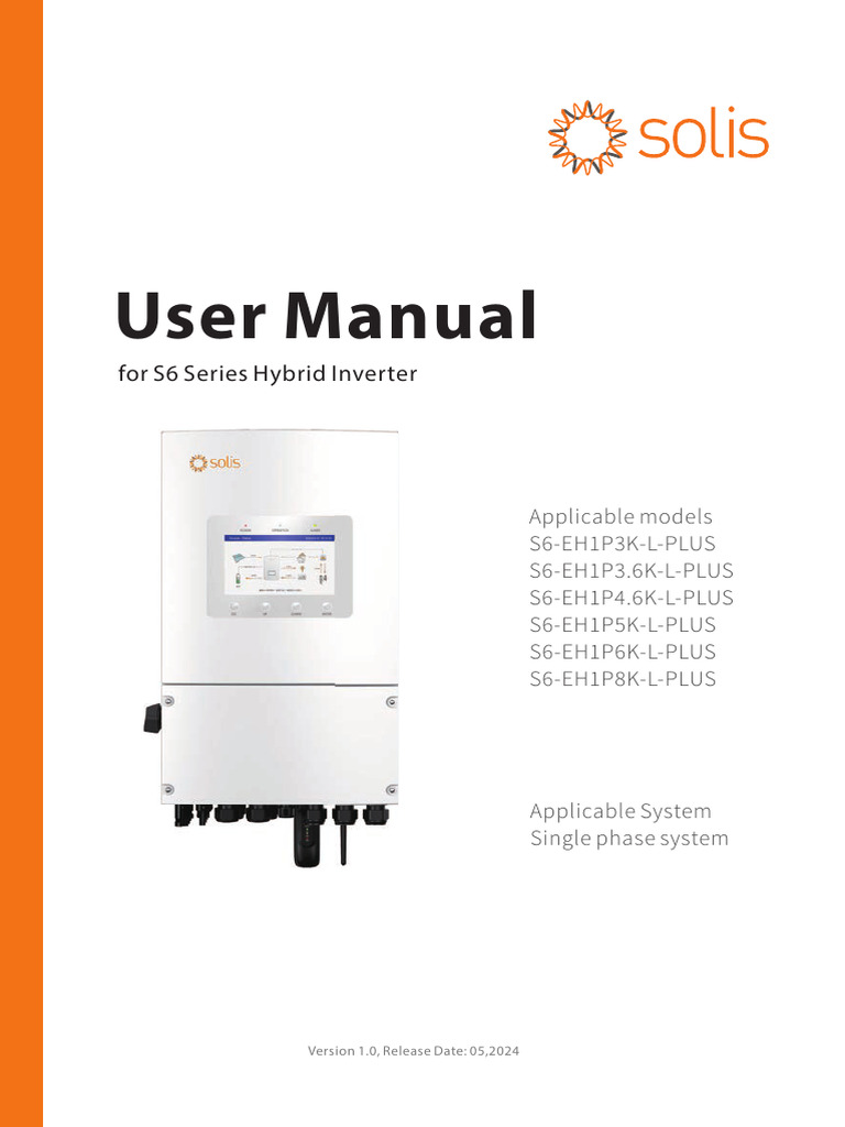 Solis Manual S6-EH1P (3-8) K-L-PLUS EUR V1,0 (20240618) | PDF ...