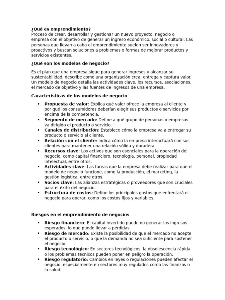 Emprendimiento y Modelos de Negocio | PDF | Iniciativa empresarial ...