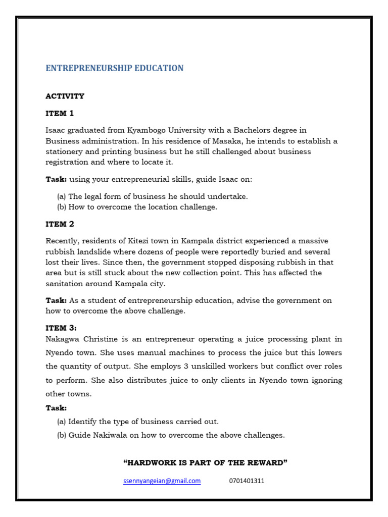 Ent Lesson 4 Activity | PDF