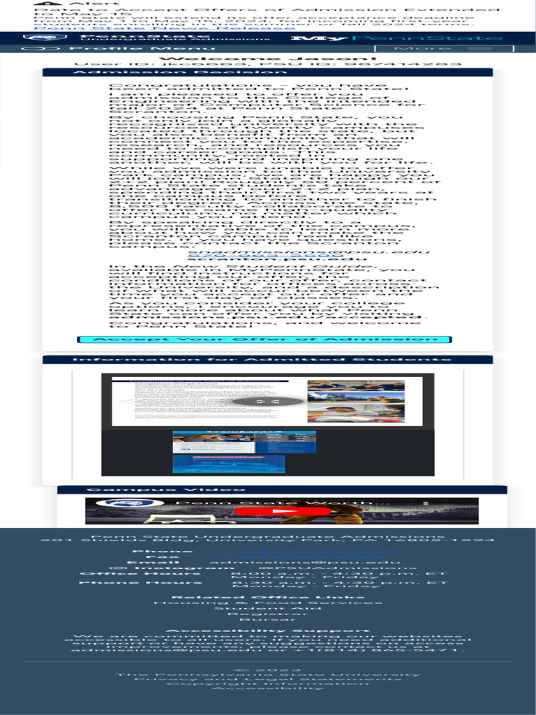 Penn State Admission Confirmation 2024 | PDF | Pennsylvania State ...