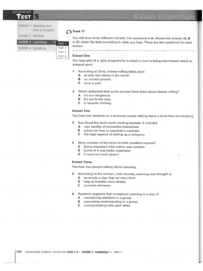 CAE Essentials 1 - List Test 5 | PDF