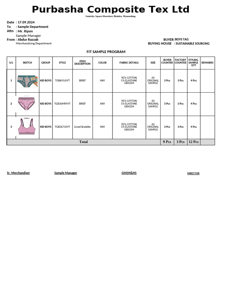 Fit Sample Program - Boys Tag-Qmm | PDF