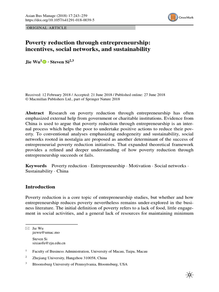 Poverty Reduction Through Entr | PDF | Entrepreneurship | Poverty