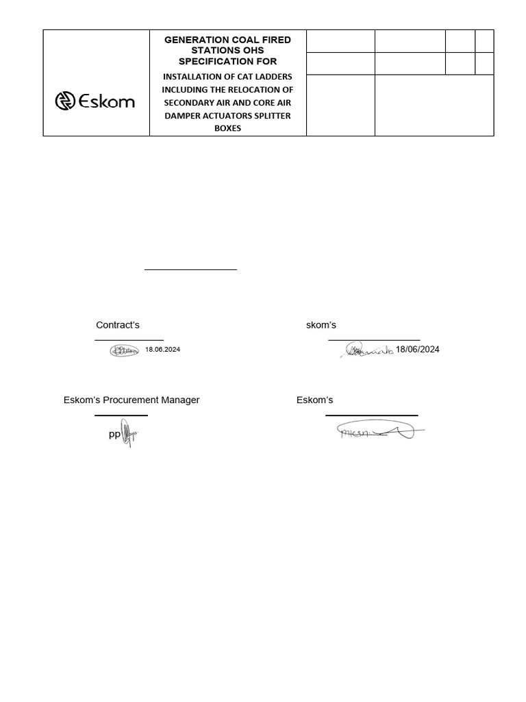 32-726-03T High Risk OHS Specification For Coal Stations - Cat Ladders ...