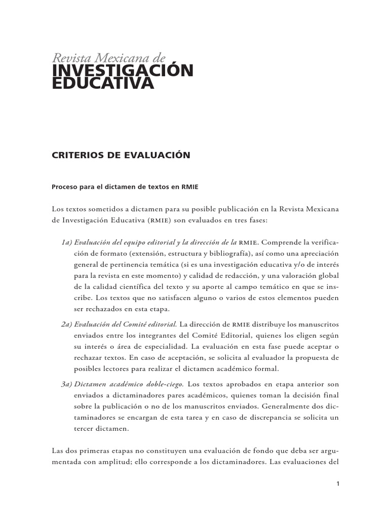 Criterios de Evaluación para RMIE | PDF | Publicación | Validez ...
