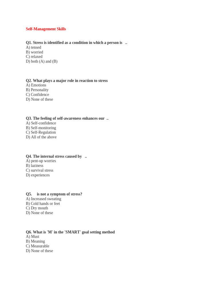 self-management-skills-mcq-s-pdf-goal-stress-biology