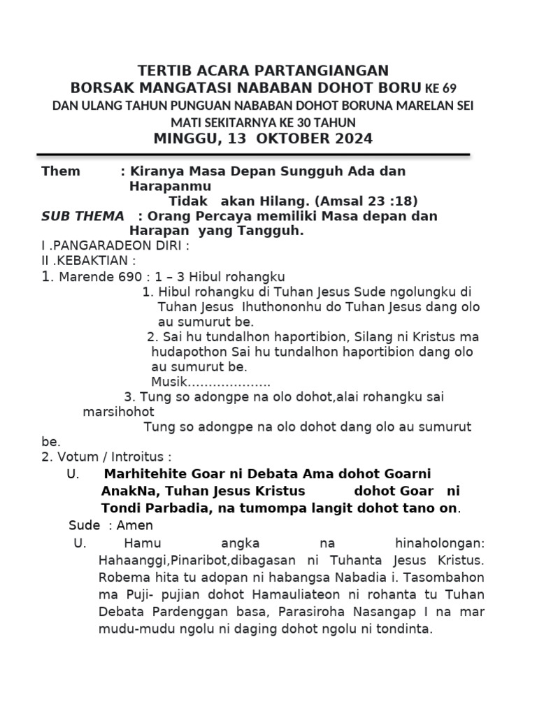 Acara Ulang Tahun Nababan ke-69 | PDF | Agama & Spiritualitas