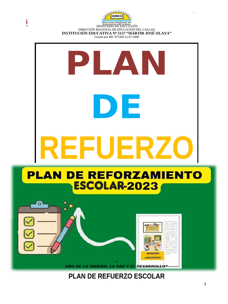 Plan de Refuerzo Escolar 2023 | PDF | Evaluación | Aprendizaje