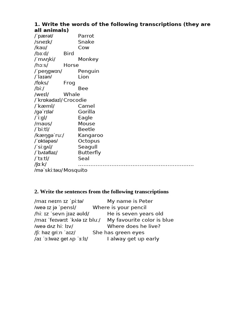 Reading Transcriptions 2 | PDF
