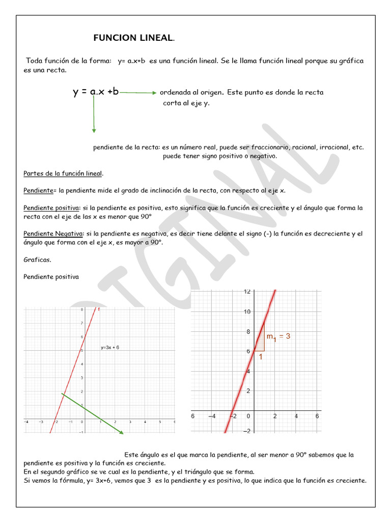 Funcion Lineal | PDF | Pendiente | Línea (geometría)