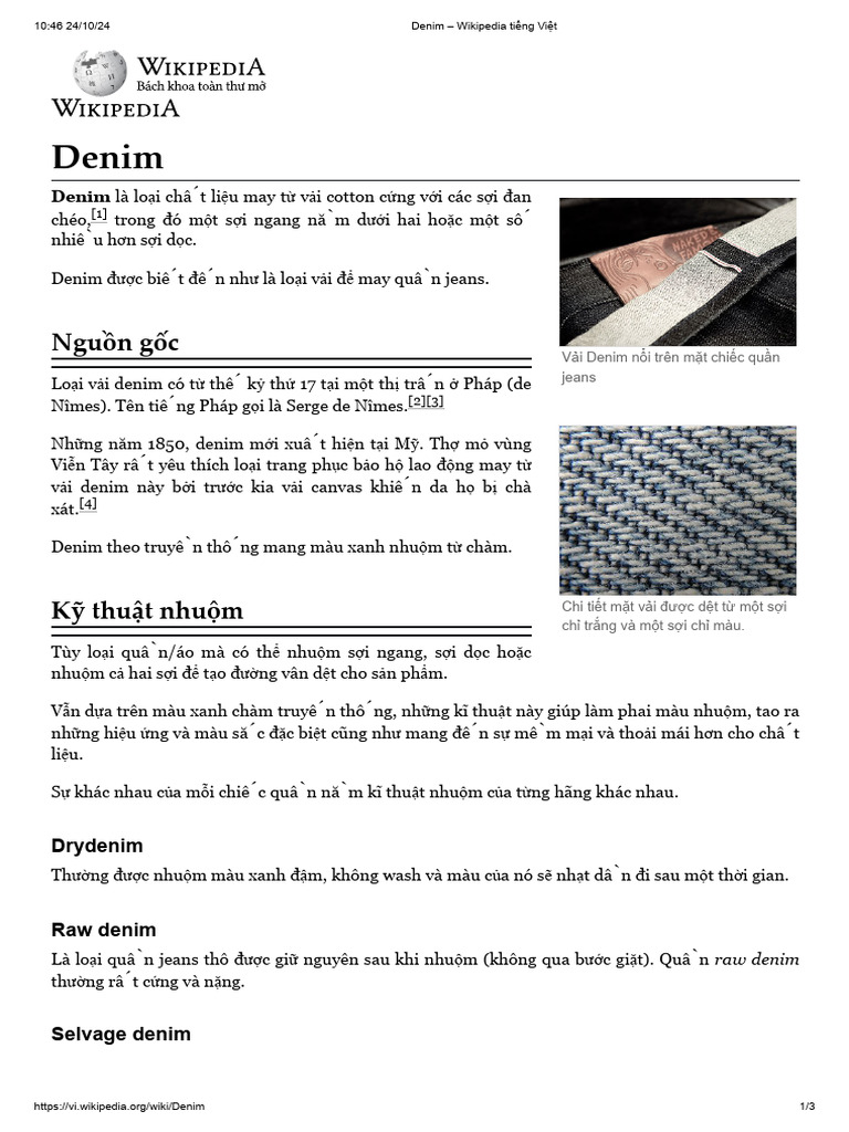 Denim - Wikipedia tiếng Việt | PDF