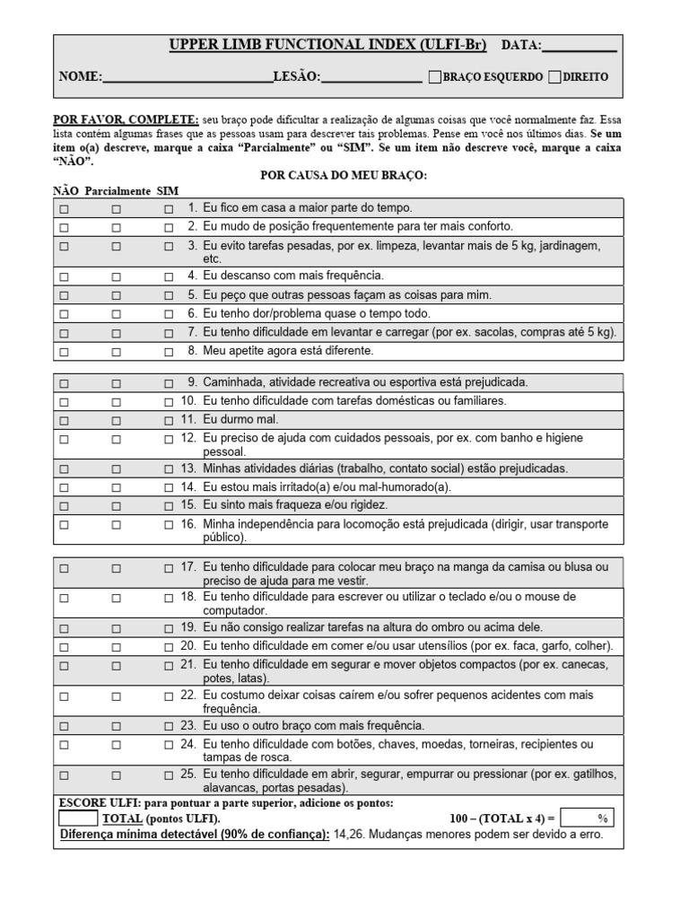 Upper Limb Functional Test